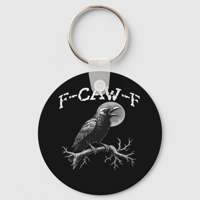 Crow F-Caw-F Funny Bird Retro Classic Schlüsselanhänger (Vorderseite)