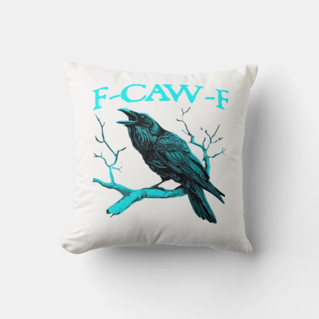 Crow F-Caw-F Funny Bird Retro Design Creative Styl Kissen (Vorderseite)