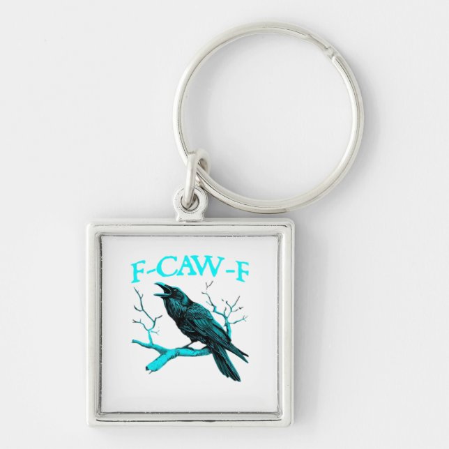 Crow F-Caw-F Funny Bird Retro Design Creative Styl Schlüsselanhänger (Vorne)