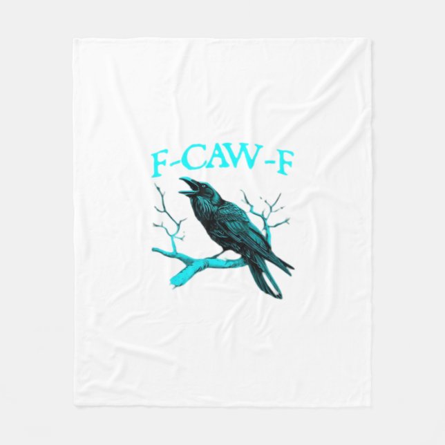 Crow F-Caw-F Funny Bird Retro Fleecedecke (Vorderseite)
