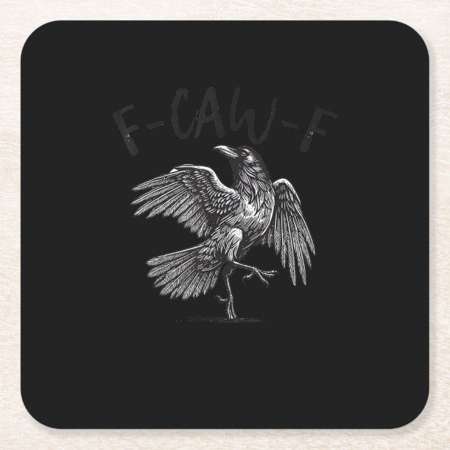 Crow, F-Caw-F Funny Bird Retro Graphic Rechteckiger Pappuntersetzer (Vorderseite)