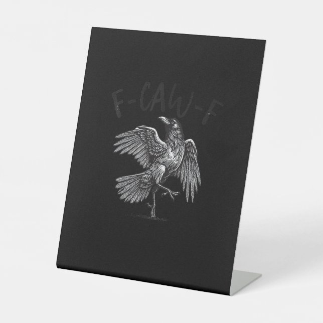 Crow, F-Caw-F Funny Bird Retro Graphic Sockelschild (Vorderseite)