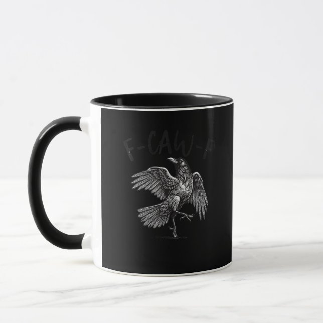 Crow, F-Caw-F Funny Bird Retro Graphic Tasse (Links)
