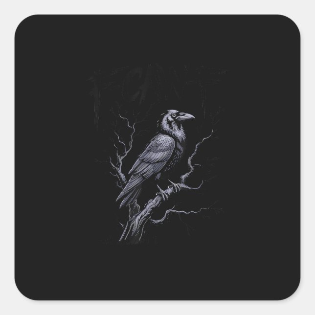 Crow F-Caw-F Funny Bird Saying Humor Meme Quadratischer Aufkleber (Vorderseite)