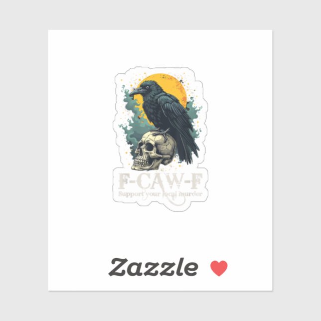 Crow F-Caw-F Funny Skull Moon Design Aufkleber (Blatt)