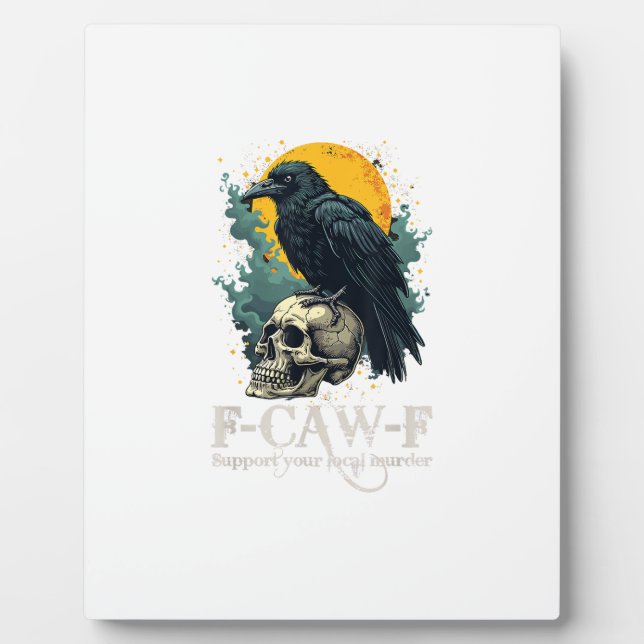 Crow F-Caw-F Funny Skull Moon Design Fotoplatte (Vorderseite)