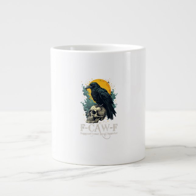 Crow F-Caw-F Funny Skull Moon Design Jumbo-Tasse (Vorderseite)