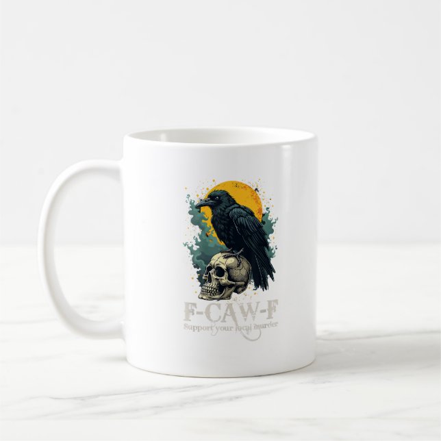 Crow F-Caw-F Funny Skull Moon Design Kaffeetasse (Links)