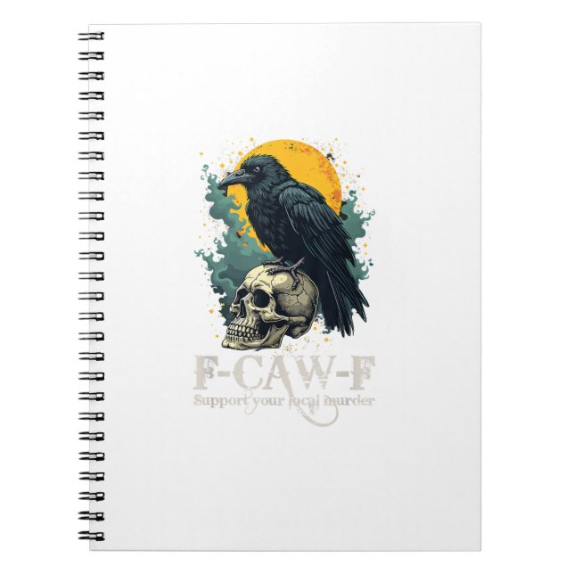 Crow F-Caw-F Funny Skull Moon Design Notizblock (Vorderseite)