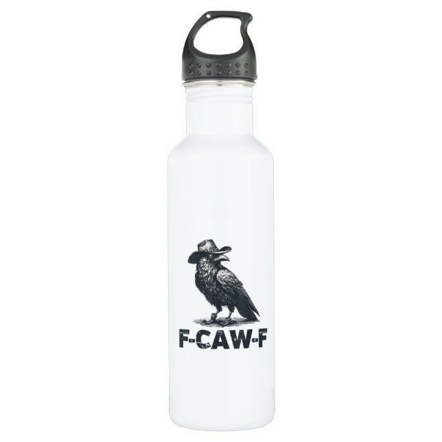 Crow F-Caw-F Retro Crow Lover Edelstahlflasche (Vorderseite)