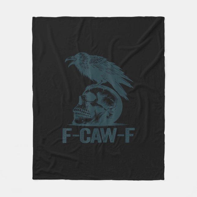 Crow F-Caw-F Retro Crow Lover Funny Fleecedecke (Vorderseite)