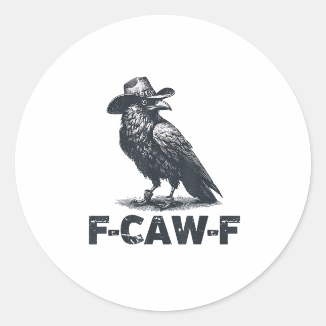 Crow F-Caw-F Retro Crow Lover Runder Aufkleber (Vorderseite)