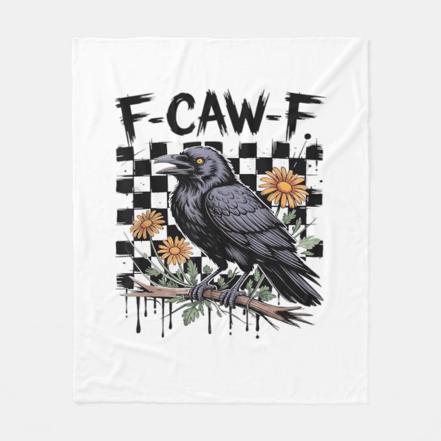 Crow Flowral, F-Caw-F Funny Bird FCAWF Moon Gothic Fleecedecke (Vorderseite)