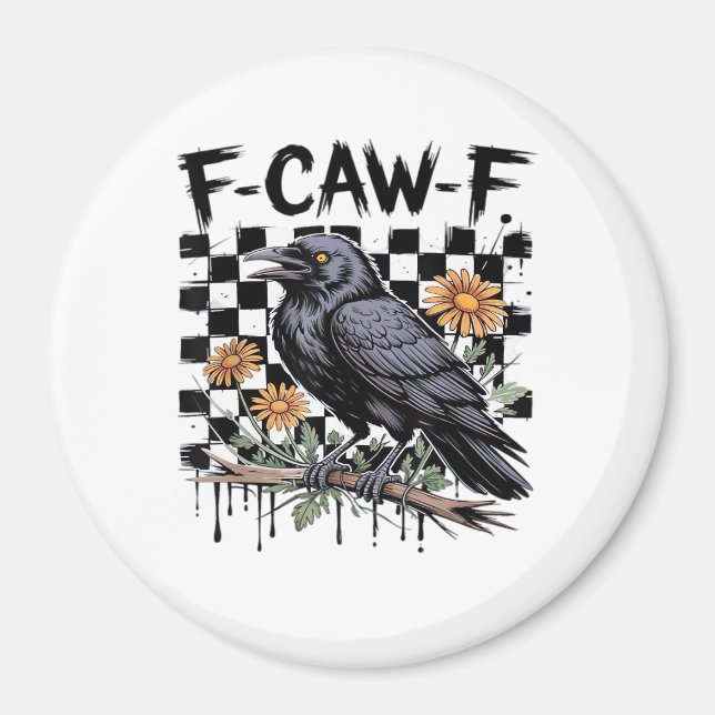 Crow Flowral, F-Caw-F Funny Bird FCAWF Moon Gothic Magnet (Vorne)