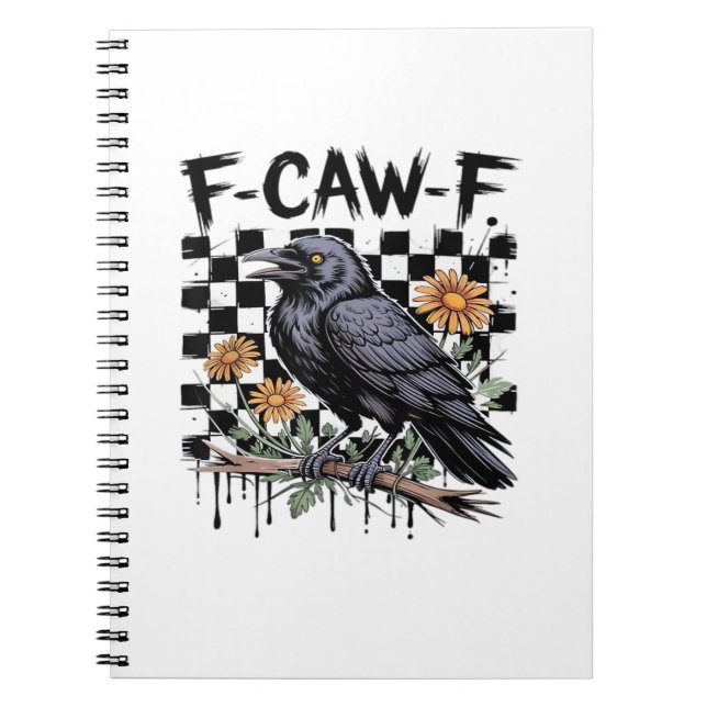 Crow Flowral, F-Caw-F Funny Bird FCAWF Moon Gothic Notizblock (Vorderseite)