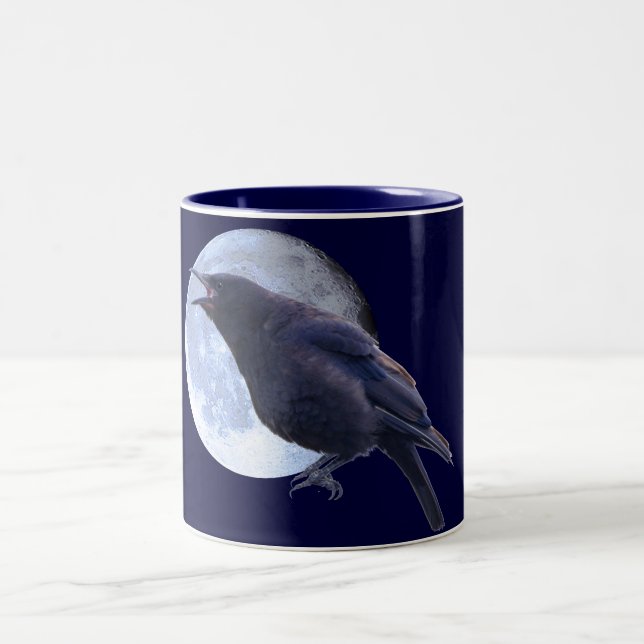 Crow & Full Moon Wildlife Lover Tasse (Mittel)