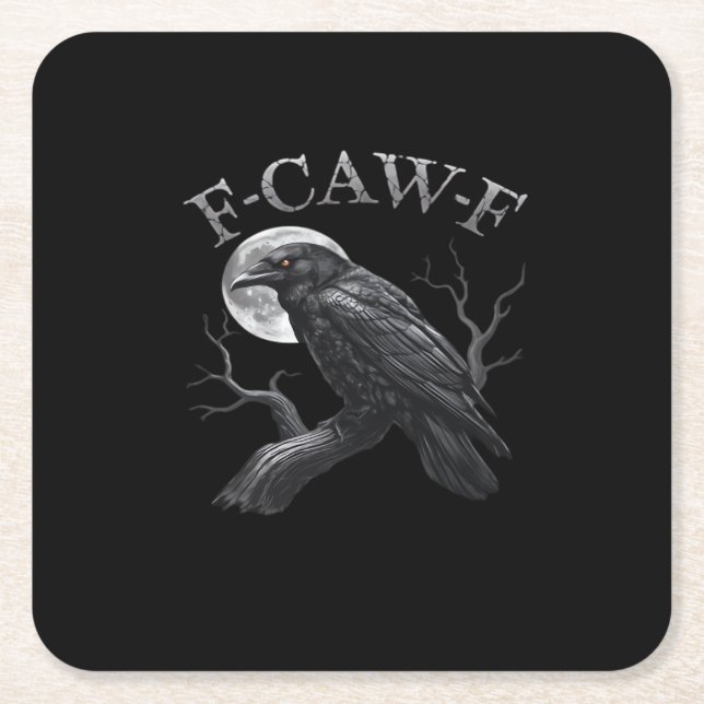 Crow Funny F-Caw-F Moon Rechteckiger Pappuntersetzer (Vorderseite)
