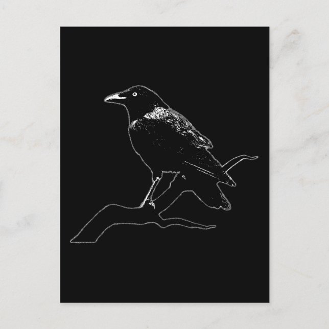 Crow (für dunkle Hintergründe) Postkarte (Vorderseite)