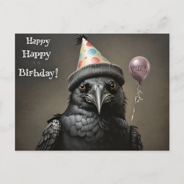 Crow glücklicher Geburtstag Postkarte (Vorderseite)