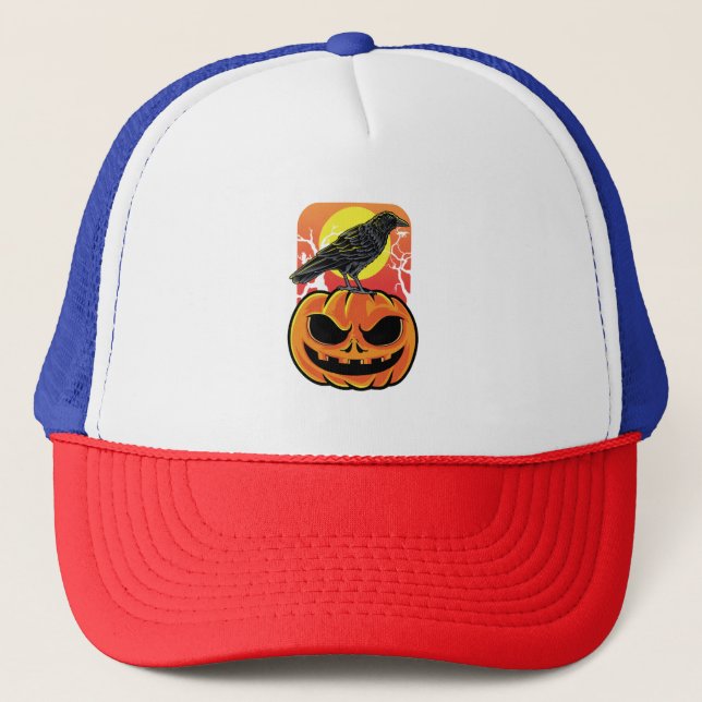 Crow Halloween Bird Watcher-Geschenk Truckerkappe (Vorderseite)