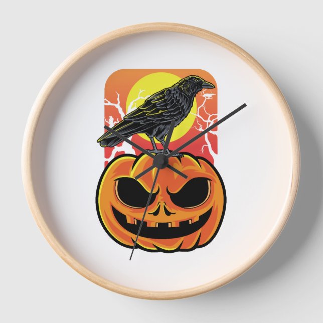Crow Halloween Bird Watcher-Geschenk Uhr (Vorderseite)