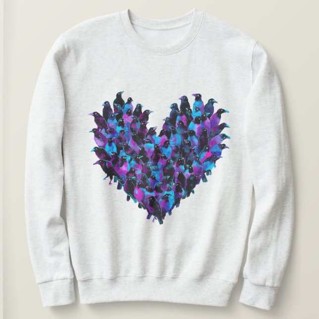 Crow Heart Bird Design Sweatshirt Women's (Design vorne)