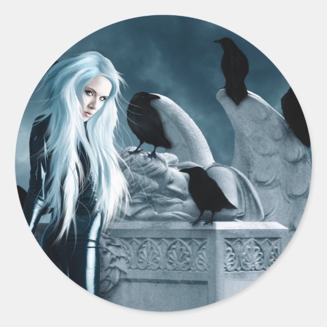 Crow-Hexenhecker Runder Aufkleber (Vorderseite)