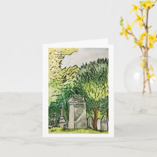 Crow im Friedhof, Art Print Grußkarte Karte