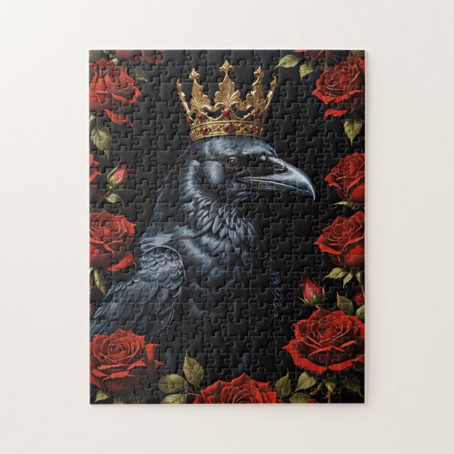 Crow in A Gold Crown Ruby-Rote Rosen (Vertikal)