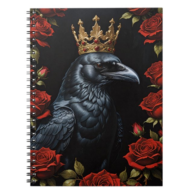 Crow in A Gold Crown Ruby-Rote Rosen Notizblock (Vorderseite)