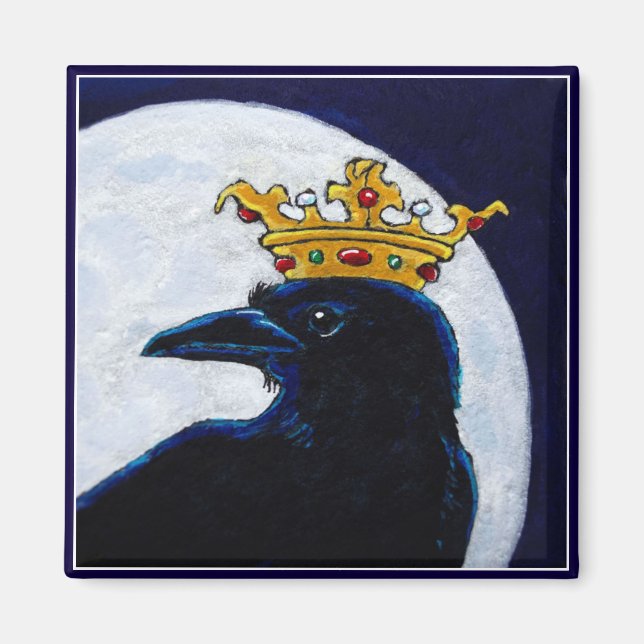 Crow King Crown Moon Magnet (Vorne)