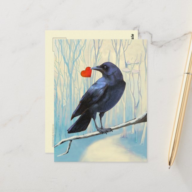 Crow-Liebe Pastell Postkarte (Vorderseite/Rückseite Beispiel)