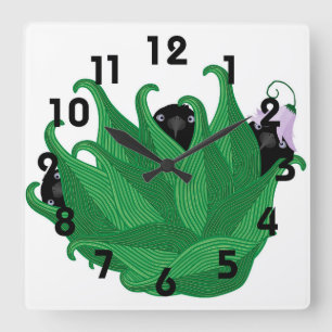 Crow mit Blick auf den Wall Calock Quadratische Wanduhr