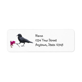 Crow mit Blume-Rücksendeadressen-Aufklebern