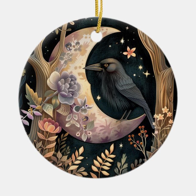 Crow Moon Keramik Ornament (Vorne)
