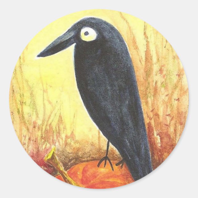 Crow on Pumpkin Stickers von Liz Revit (Vorderseite)