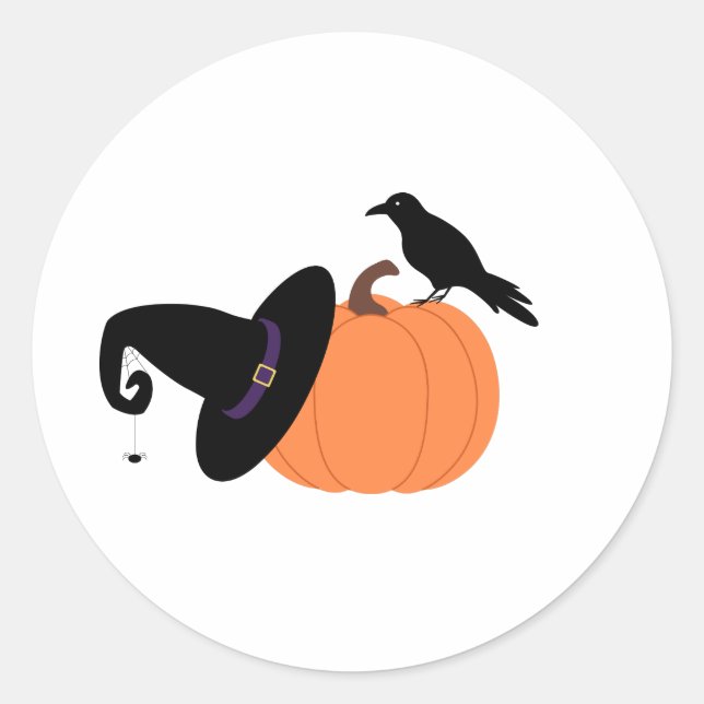 Crow & Pumpkin Runder Aufkleber (Vorderseite)