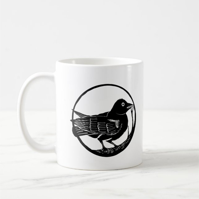 Crow Raven Bird aus Holz geschnitten Tasse (Links)