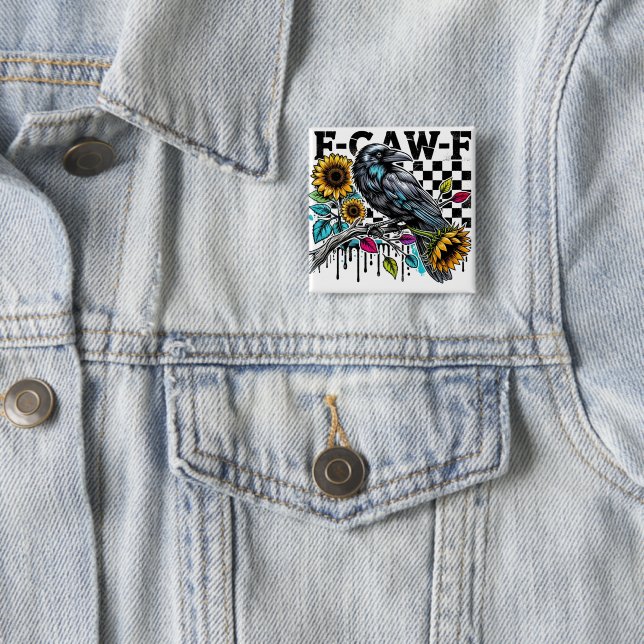 Crow Raven F-CAW-F Funny Halloween Button (Beispiel)