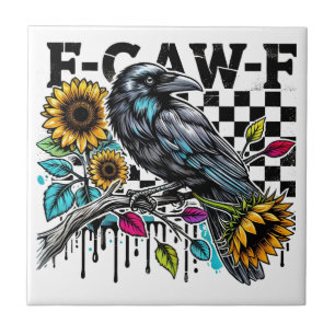 Crow Raven F-CAW-F Funny Halloween Fliese