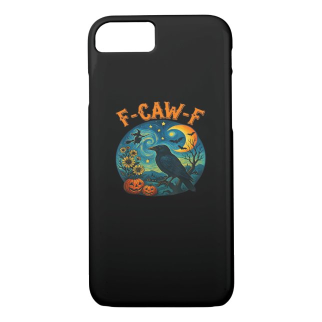 Crow Raven F-Caw-F Funny Halloween Gothic Checkere Case-Mate iPhone Hülle (Rückseite)
