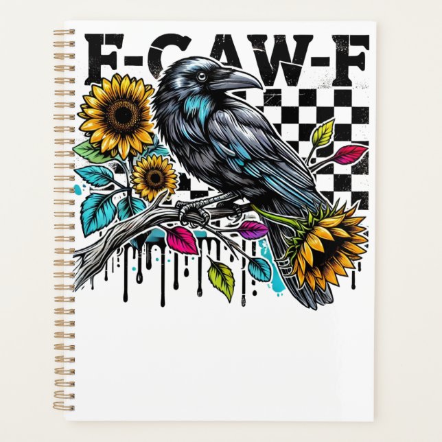 Crow Raven F-CAW-F Funny Halloween Planer (Vorderseite)