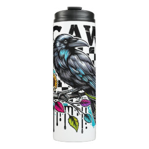 Crow Raven F-CAW-F Funny Halloween Thermosbecher