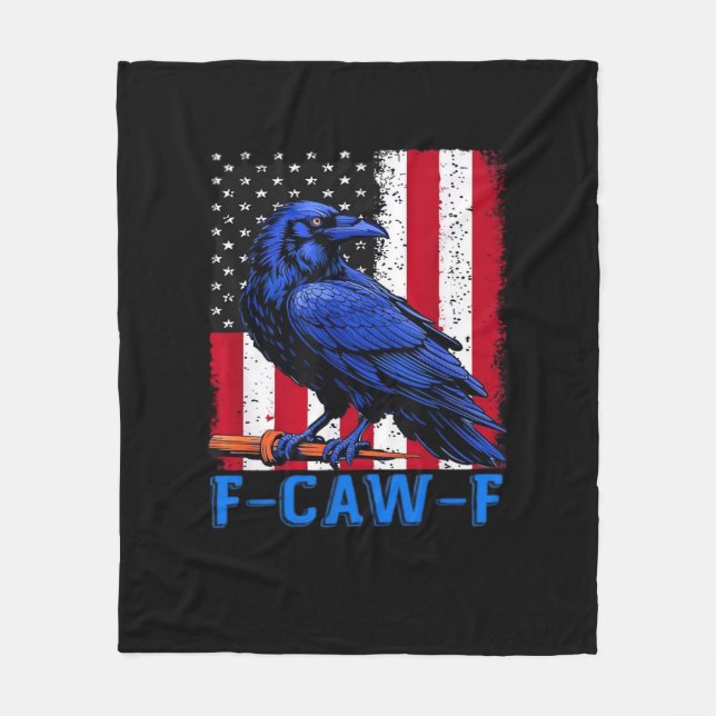 Crow Raven Funny F-Caw-F Minimal Clean Fleecedecke (Vorderseite)