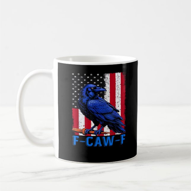 Crow Raven Funny F-Caw-F Minimal Clean Kaffeetasse (Links)