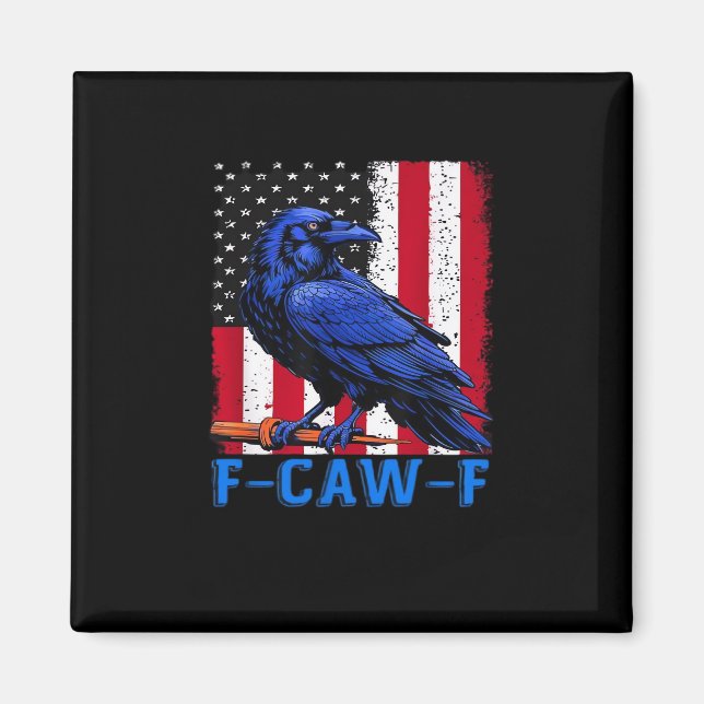 Crow Raven Funny F-Caw-F Minimal Clean Magnet (Vorne)