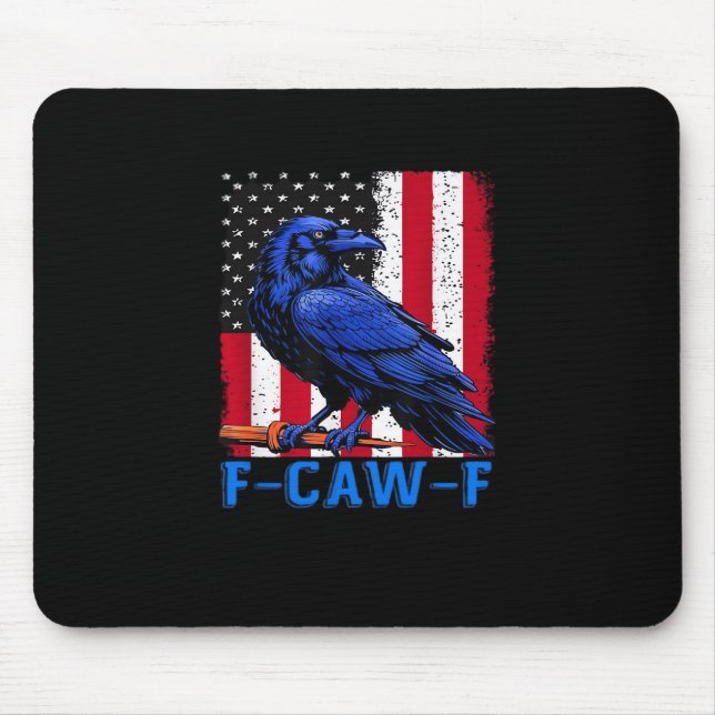 Crow Raven Funny F-Caw-F Minimal Clean Mousepad (Vorne)