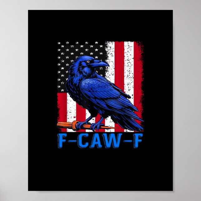 Crow Raven Funny F-Caw-F Minimal Clean Poster (Vorne)