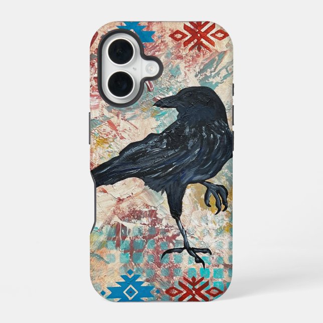 Crow Raven iPhone Case 16 Hülle (Rückseite)