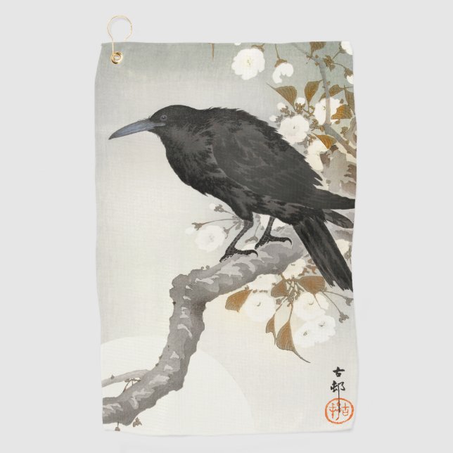 Crow Raven Koson Japanese Bird Golfhandtuch (Vorderseite)